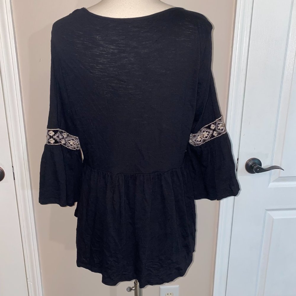 BOHO top New Directions Curvy velvet beaded skirted 0X EUC - Picture 4 of 5